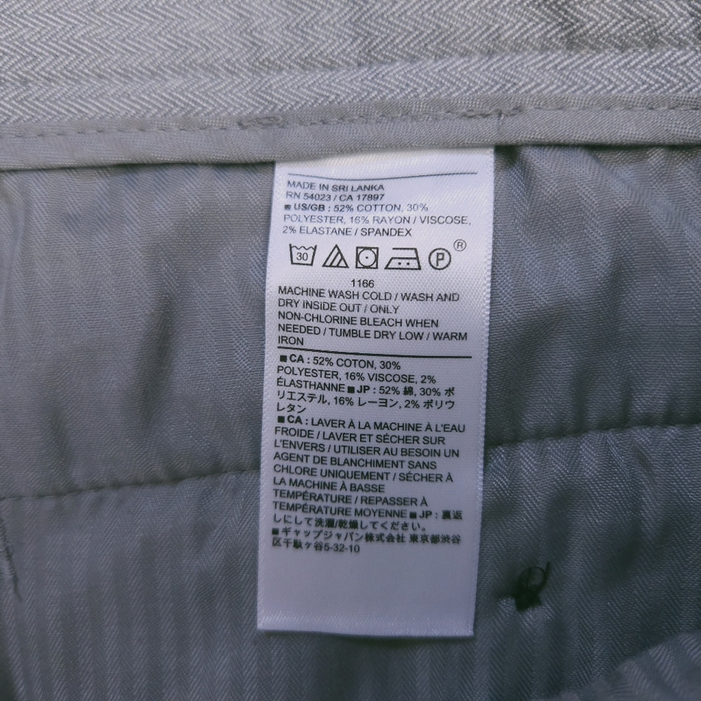Banana Republic Grey Chevron Slim Tapered Fit Dress Pants 35x34 NWT - Picture 4 of 15